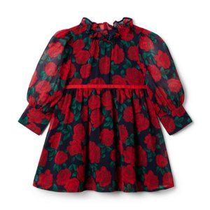 Janie and Jack Red Rose Chiffon Dress Size 5